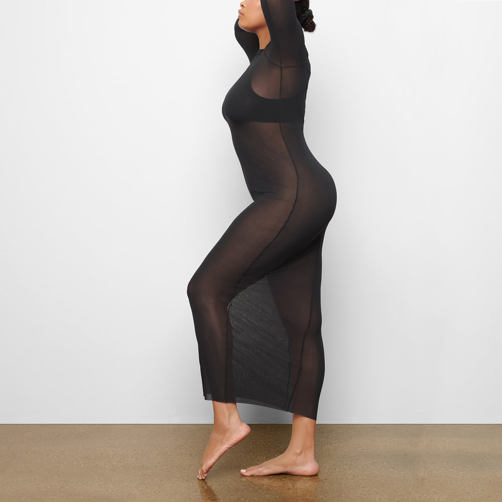 Peignoir Skims SUMMER MESH LONG SLEEVE Noir | 485GVPWEU