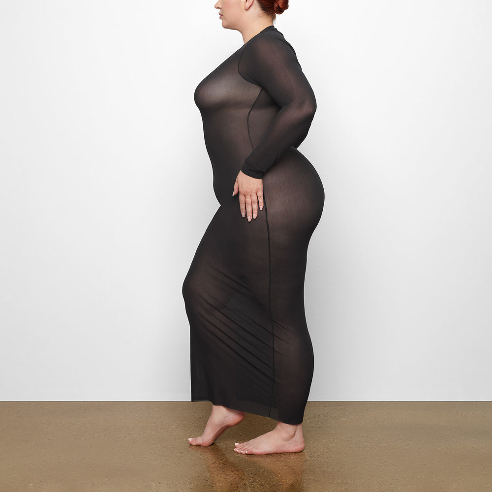 Peignoir Skims SUMMER MESH LONG SLEEVE Noir | 485GVPWEU