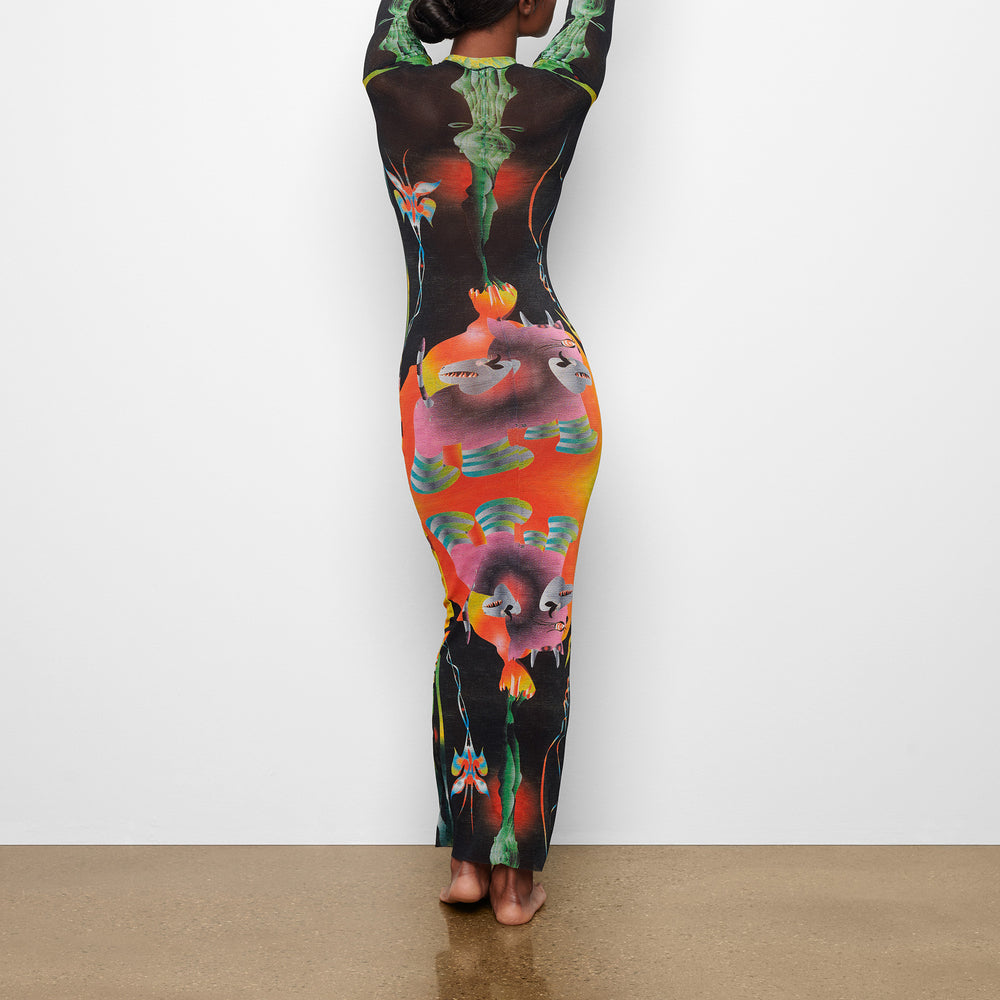 Peignoir Skims SUMMER MESH LONG SLEEVE Obsidienne | 276JQEZKR