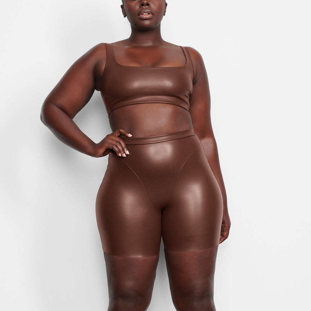 Short Skims FAUX LEATHER BIKER Chocolat | 604APWEXK