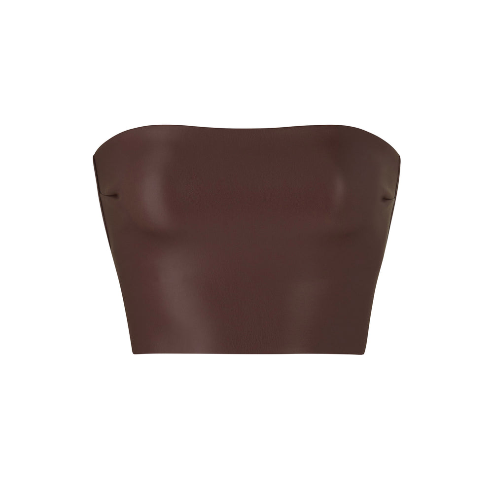 Soutien-Gorge Bandeau Skims FAUX LEATHER Chocolat | 359CWJKGN