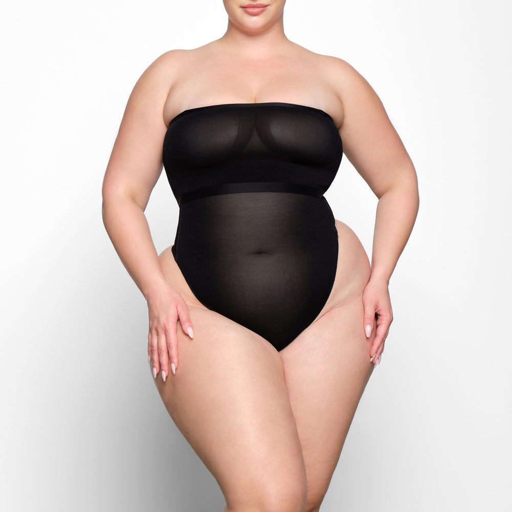 Soutien-Gorge Bandeau Skims SHEER SCULPT Noir | 697JKUBCM