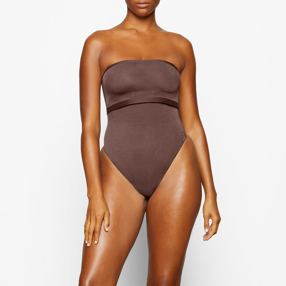 Soutien-Gorge Bandeau Skims SHEER SCULPT Chocolat | 761JMXDFB