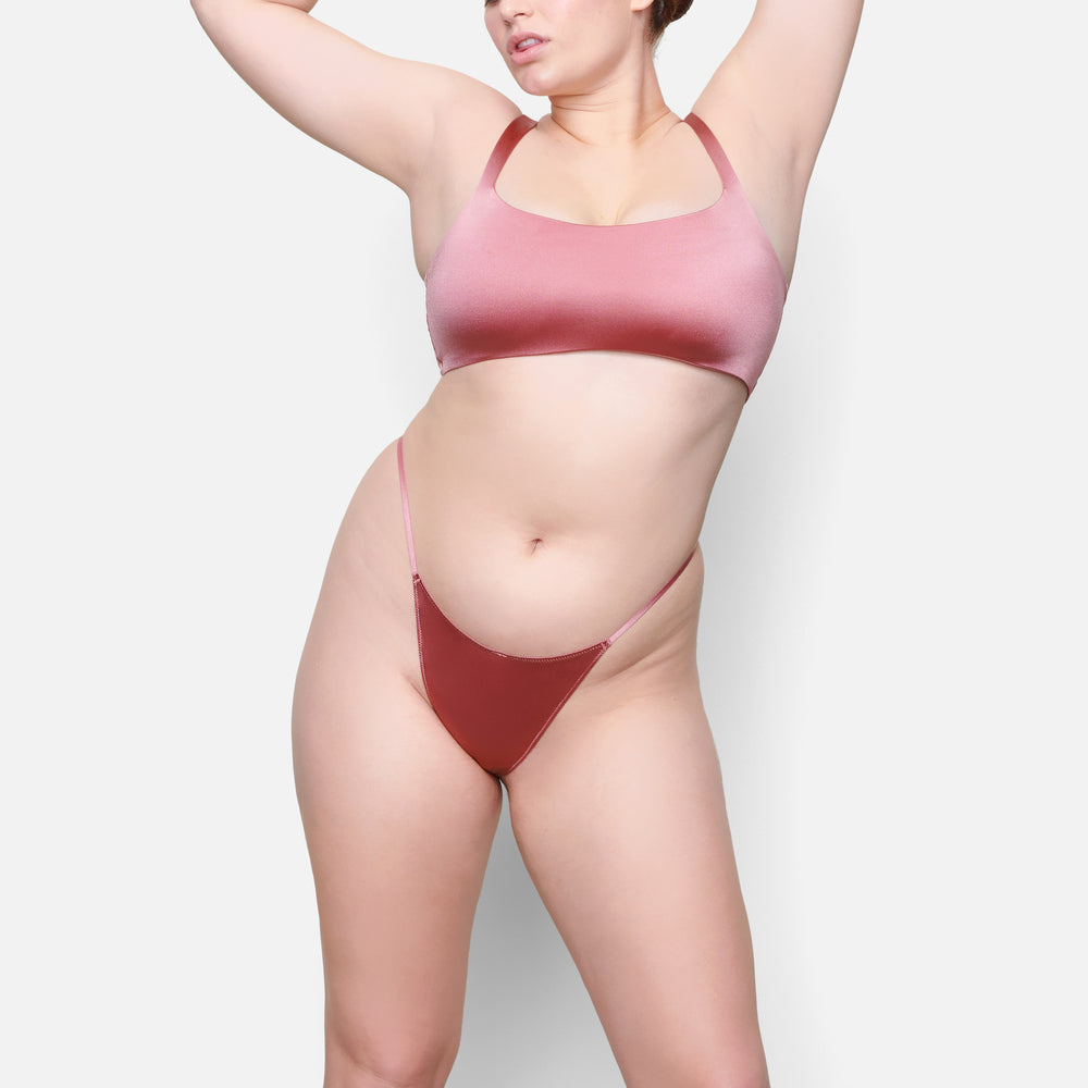 Square Neck Bra Skims STRETCH SATIN Rose | 087CFUMRZ