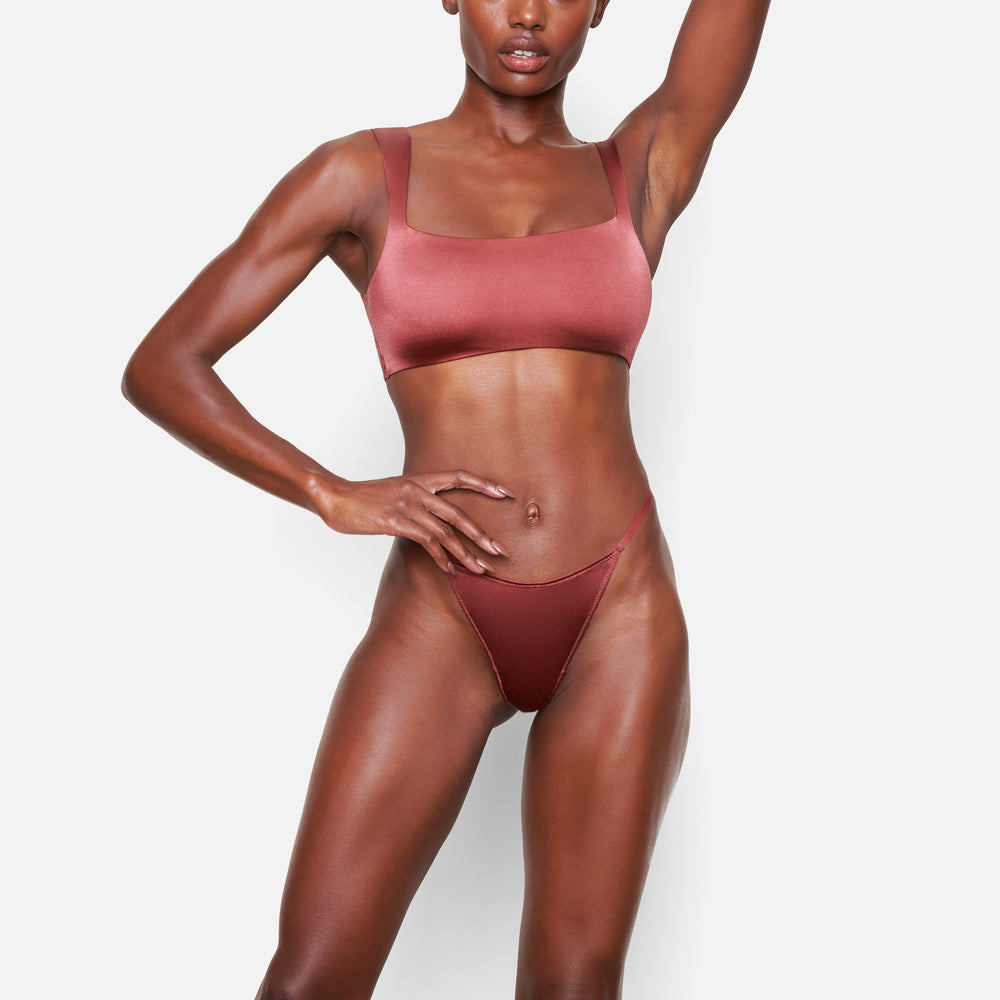 Square Neck Bra Skims STRETCH SATIN Rose | 821JHYZTR