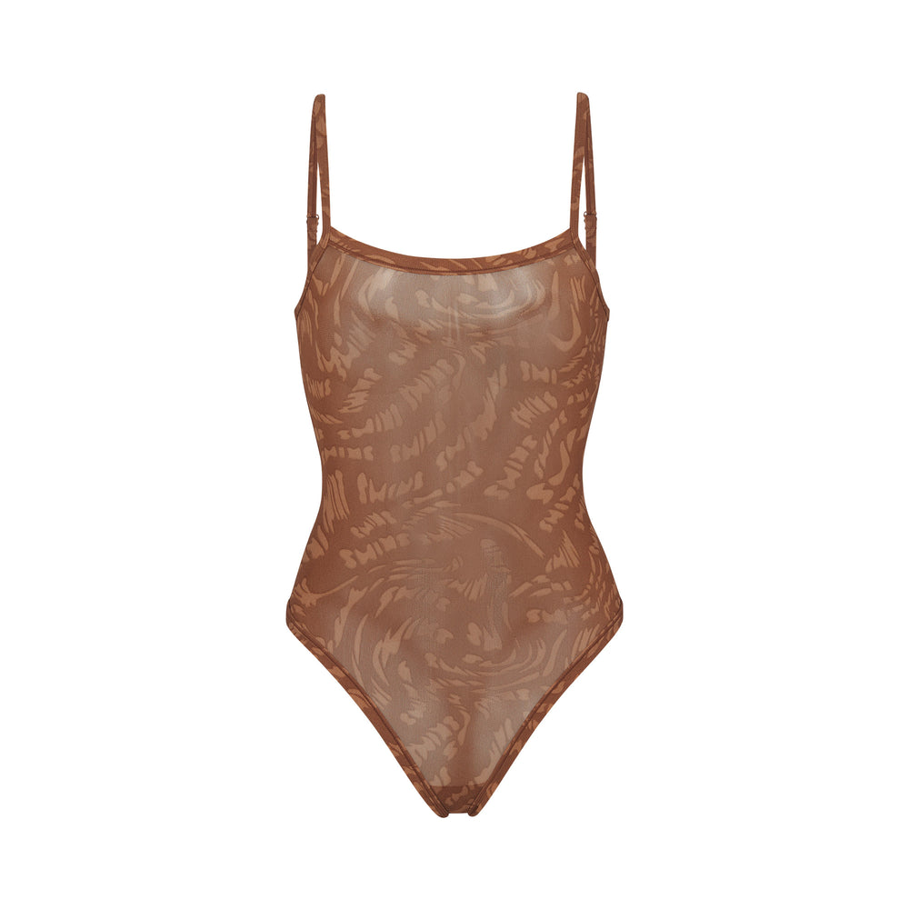 Strappy Bodysuit Skims SUMMER MESH Marron | 051XKEFMW