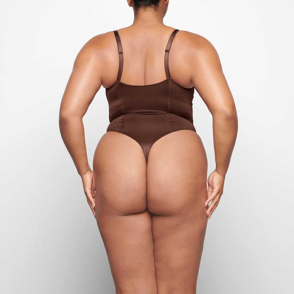 Stretch Satin Bodysuit Skims STRETCH SATIN Chocolat | 340YHSQPZ