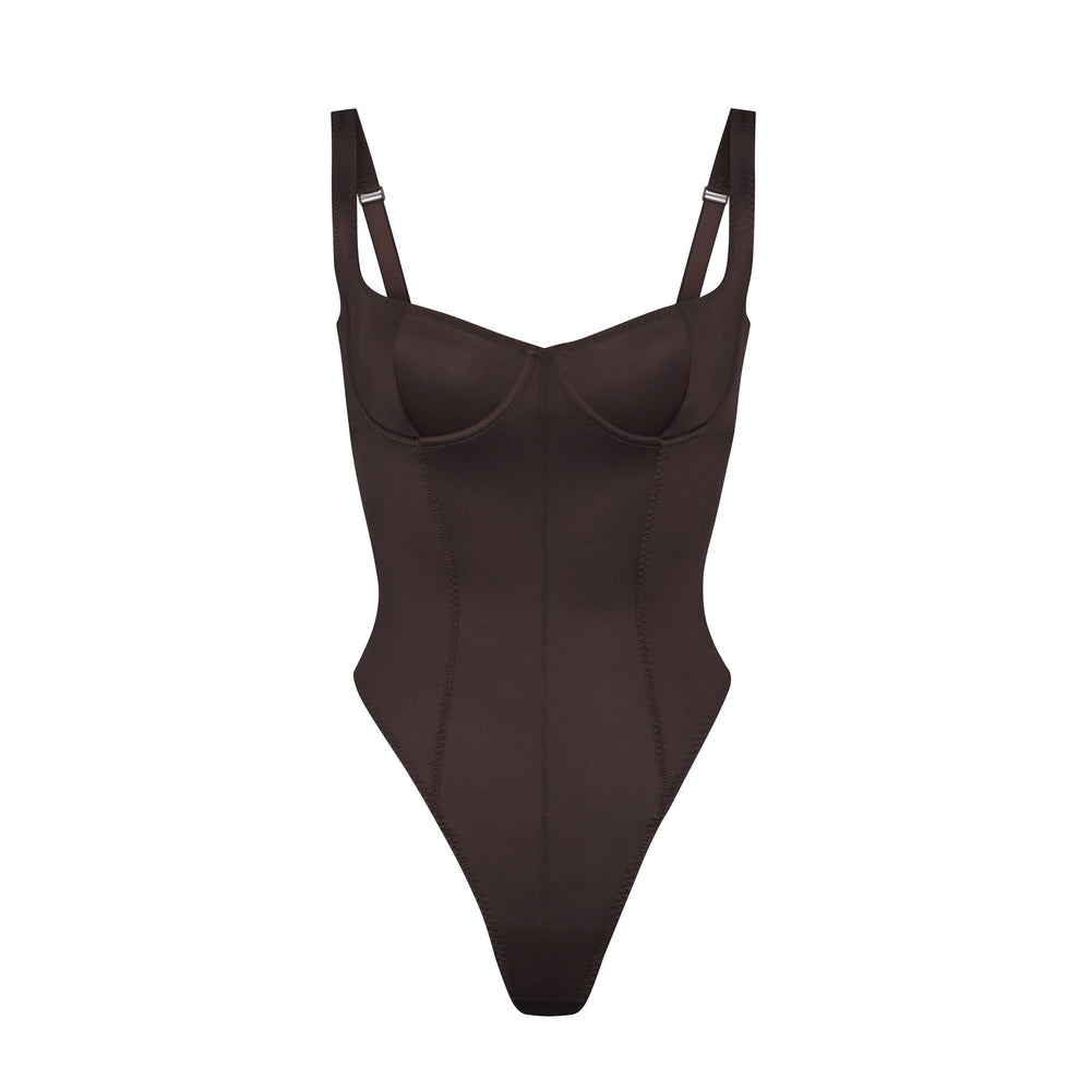 Stretch Satin Bodysuit Skims STRETCH SATIN Noir | 916KCSGMF