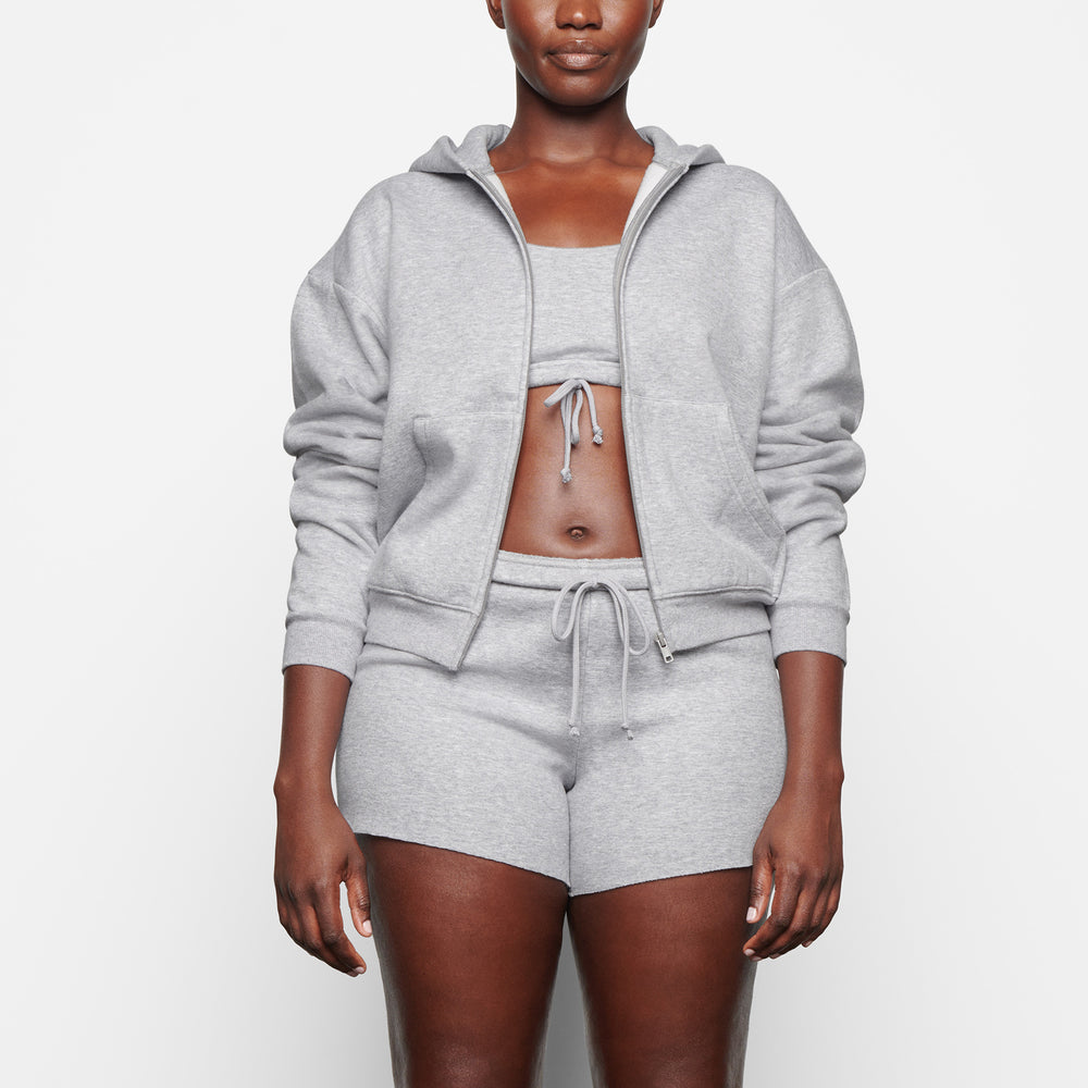 Sweat a Capuche Skims COTTON FLEECE ZIP UP Grise | 583LEVYOH