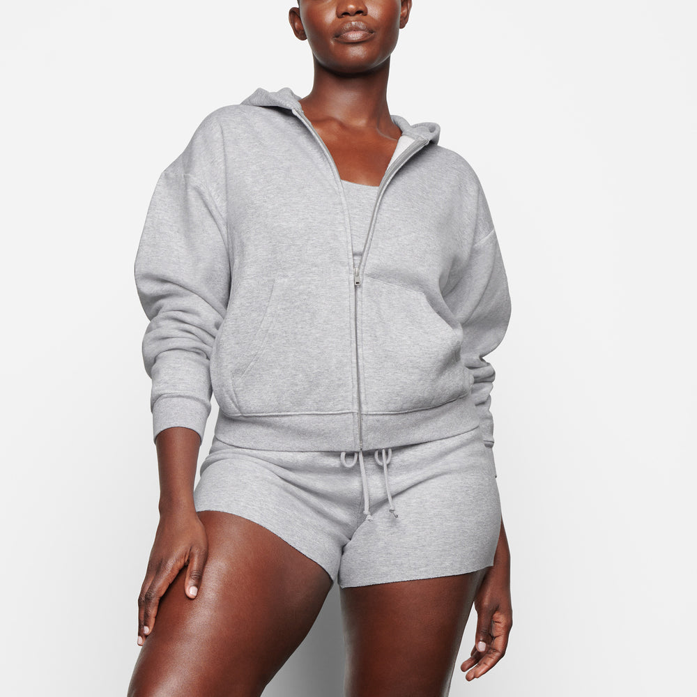Sweat a Capuche Skims COTTON FLEECE ZIP UP Grise | 583LEVYOH