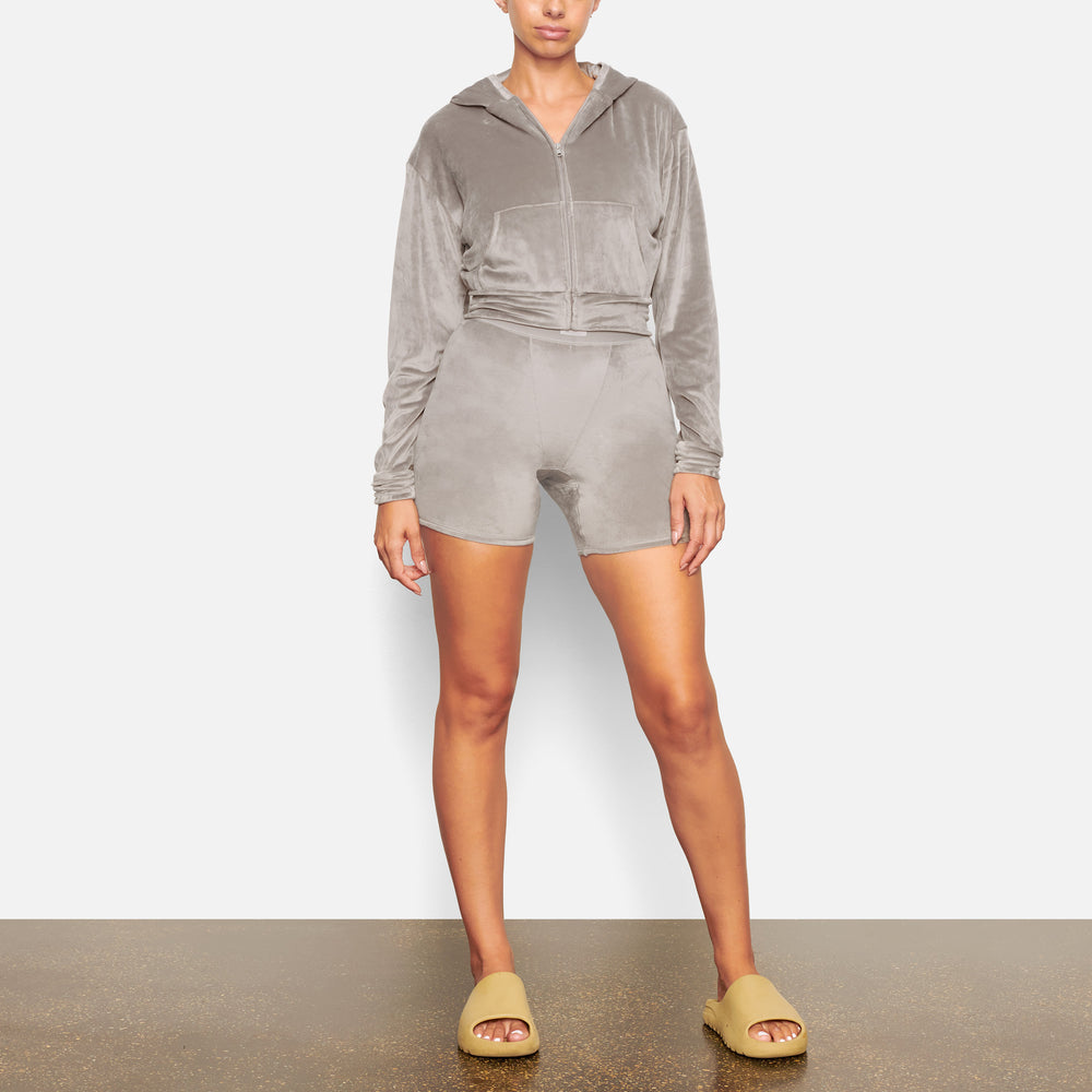 Sweat a Capuche Skims VELOUR Grise | 560LFQHZN