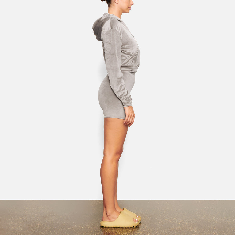 Sweat a Capuche Skims VELOUR Grise | 560LFQHZN