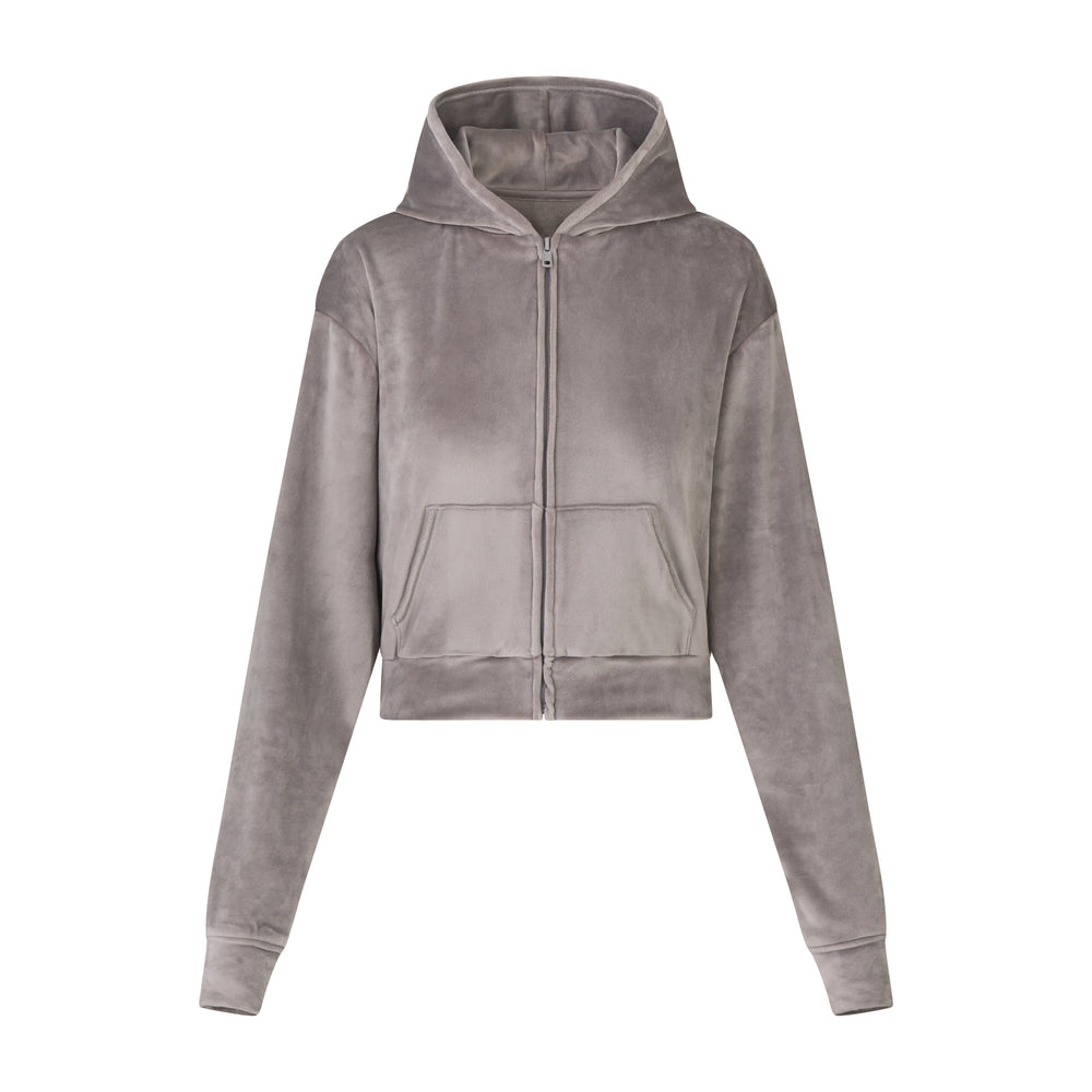 Sweat a Capuche Skims VELOUR Grise | 560LFQHZN