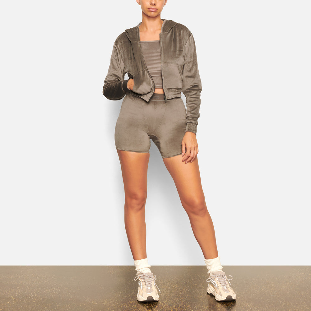 Sweat a Capuche Skims VELOUR Grise Foncé | 843XBGWDQ