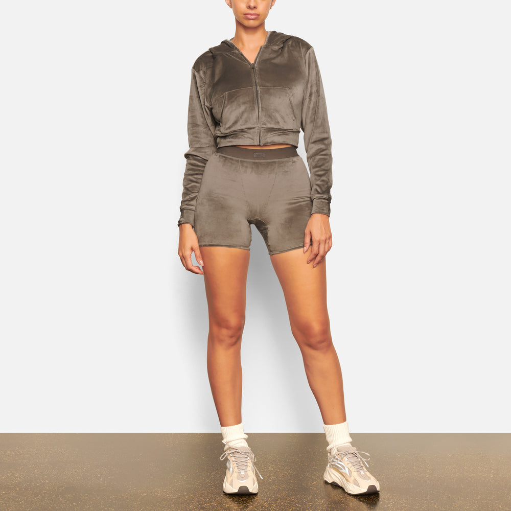 Sweat a Capuche Skims VELOUR Grise Foncé | 843XBGWDQ