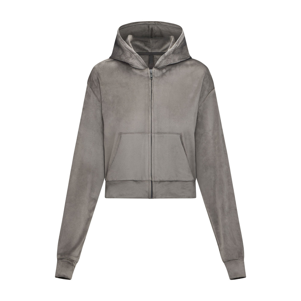 Sweat a Capuche Skims VELOUR Grise Foncé | 843XBGWDQ