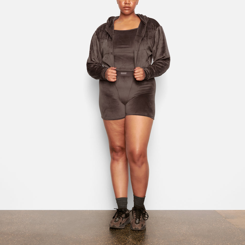 Sweat a Capuche Skims VELOUR Violette Grise | 694KCSYTF