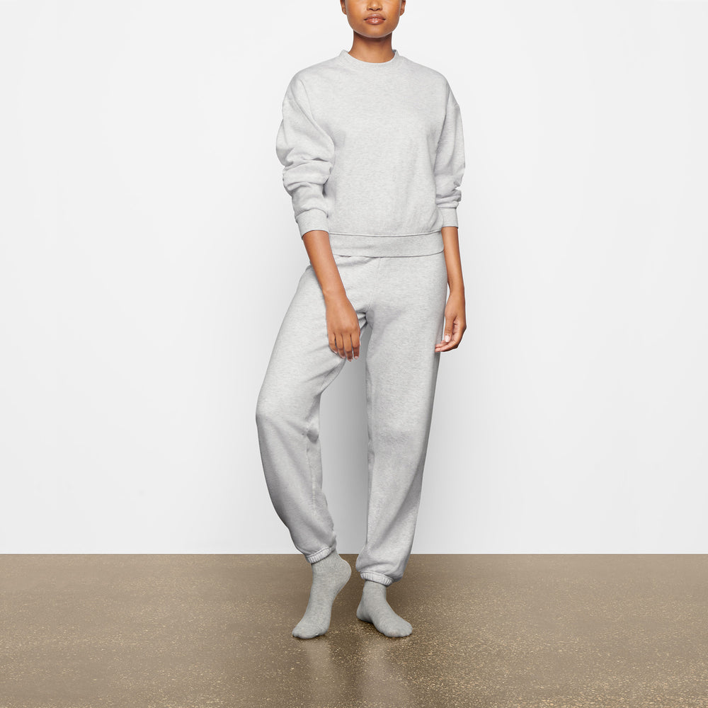 Sweatshirt Skims COTTON FLEECE CREW NECK Grise Clair | 752YZBFQN