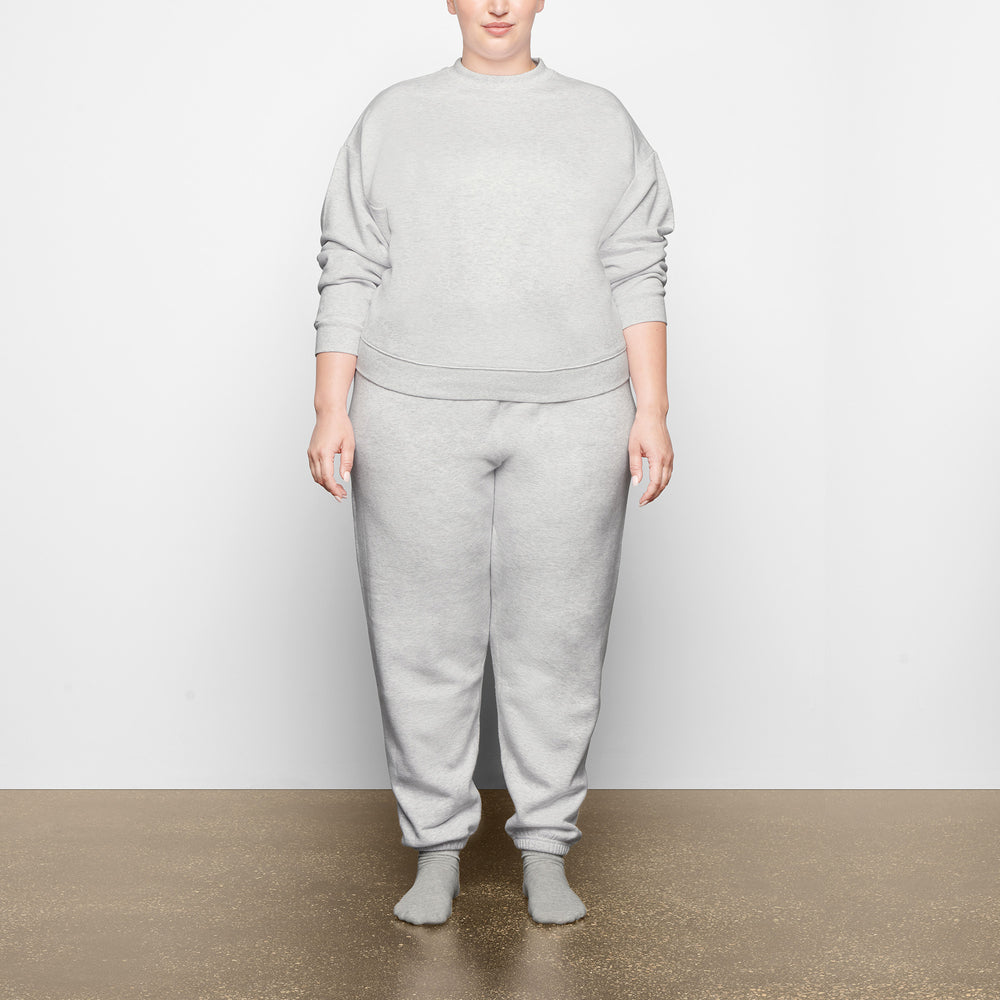 Sweatshirt Skims COTTON FLEECE CREW NECK Grise Clair | 752YZBFQN