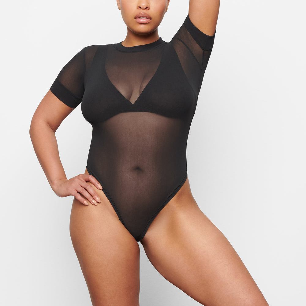 T-shirt Bodysuit Skims SUMMER MESH Noir | 352OFTRCG
