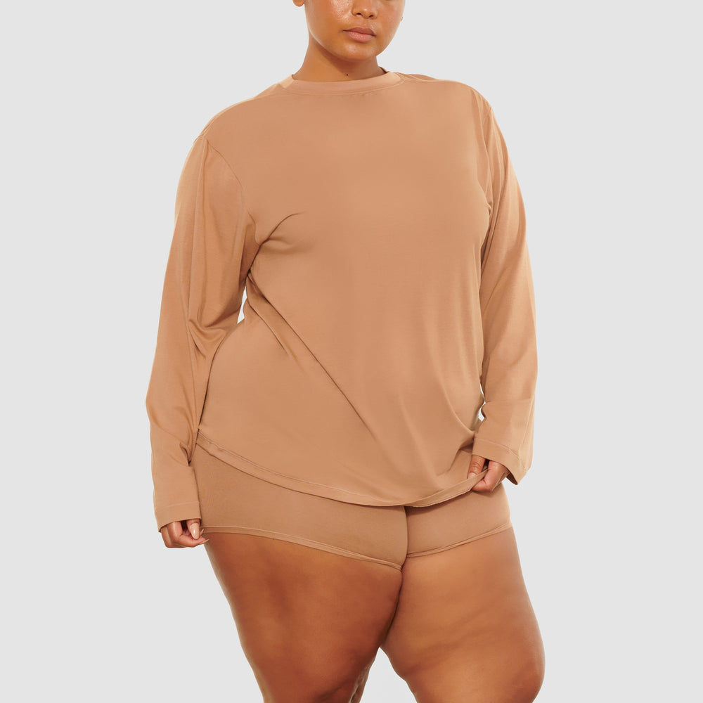 T-shirt Skims BOYFRIEND LONG SLEEVE Abricot | 784QLJMEI