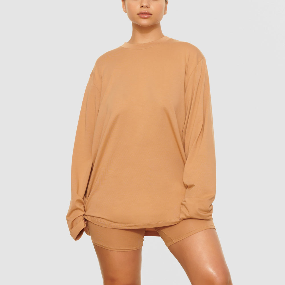 T-shirt Skims BOYFRIEND LONG SLEEVE Beige | 869UXOMYG