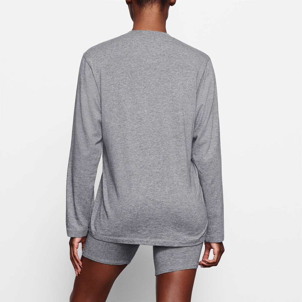 T-shirt Skims BOYFRIEND LONG SLEEVE Grise Foncé | 927RTIPVU