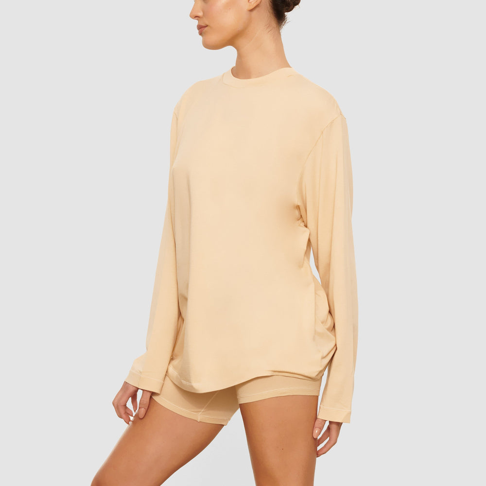 T-shirt Skims BOYFRIEND LONG SLEEVE Marron | 816LSFPQM