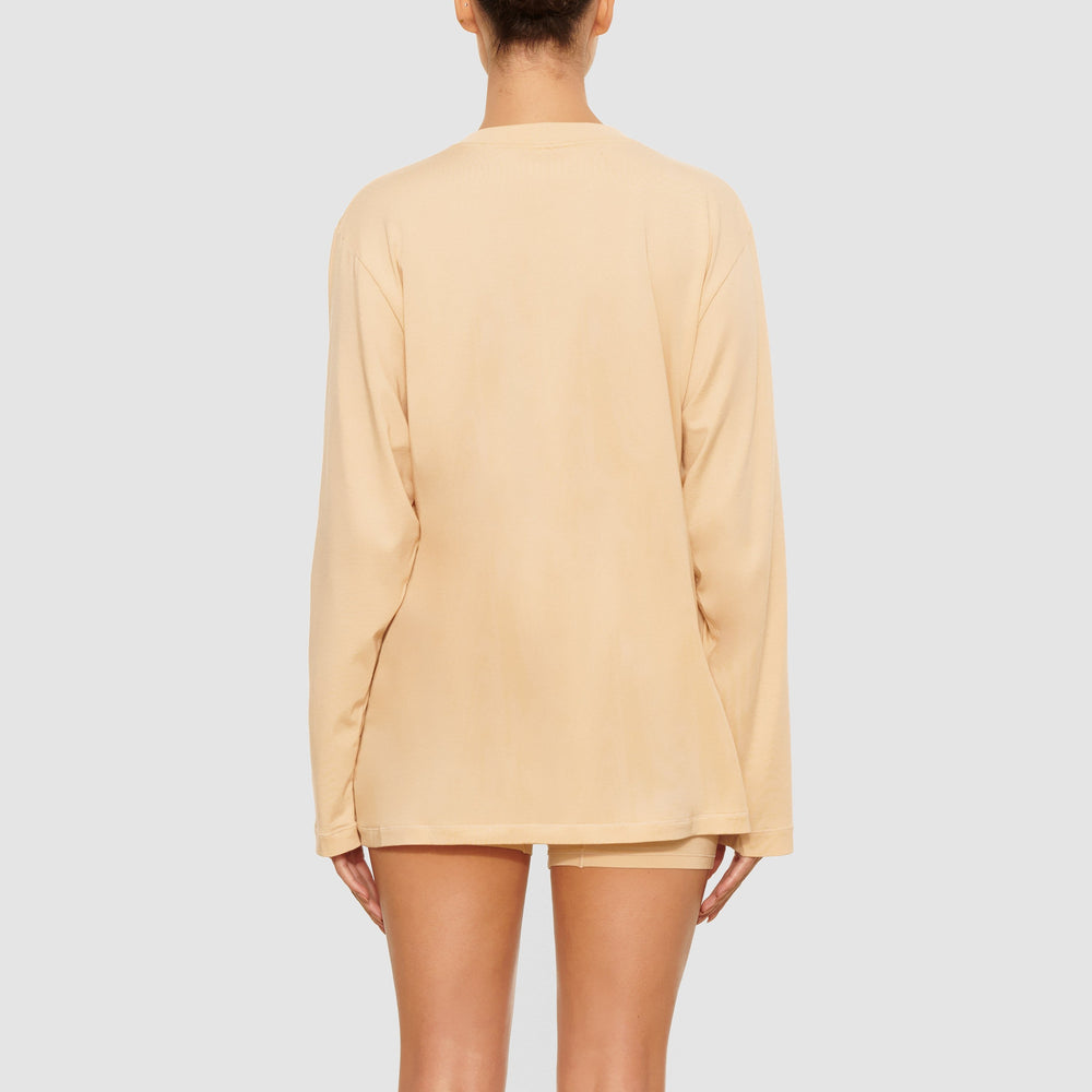 T-shirt Skims BOYFRIEND LONG SLEEVE Marron | 816LSFPQM