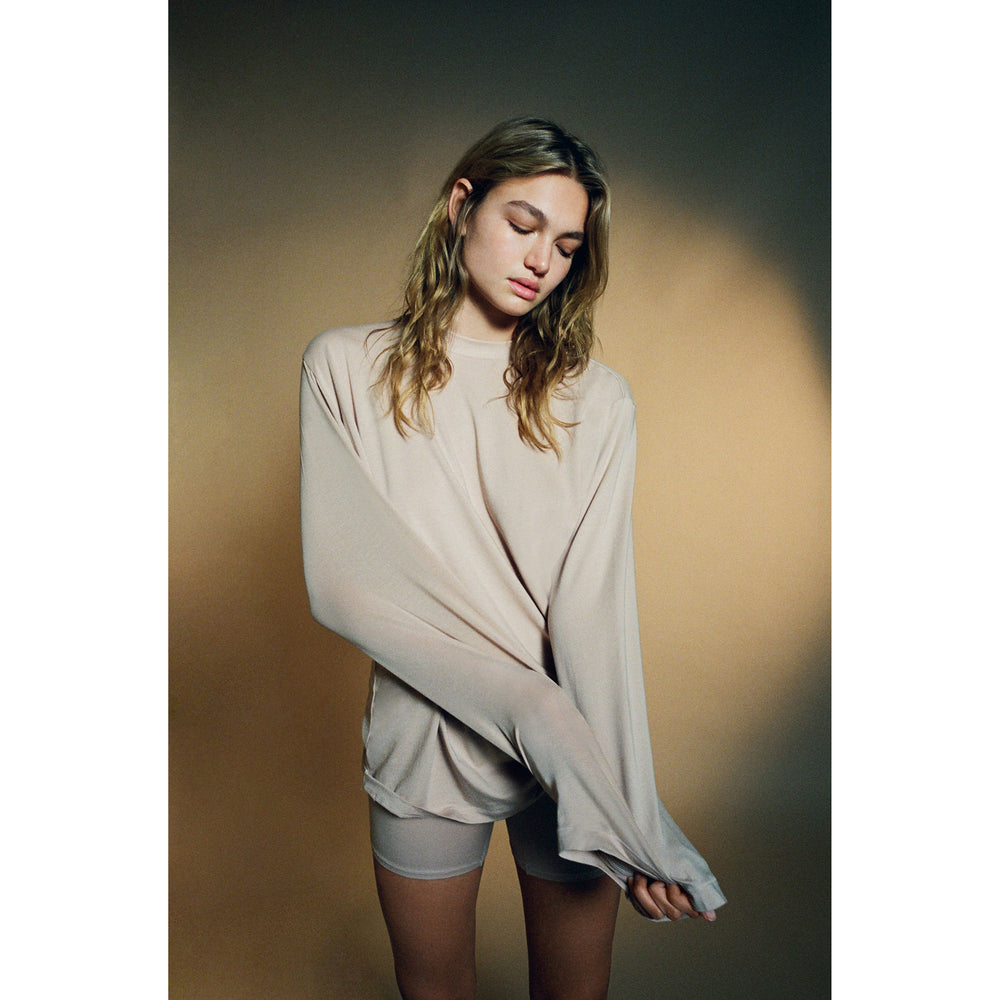 T-shirt Skims BOYFRIEND LONG SLEEVE Marron | 816LSFPQM