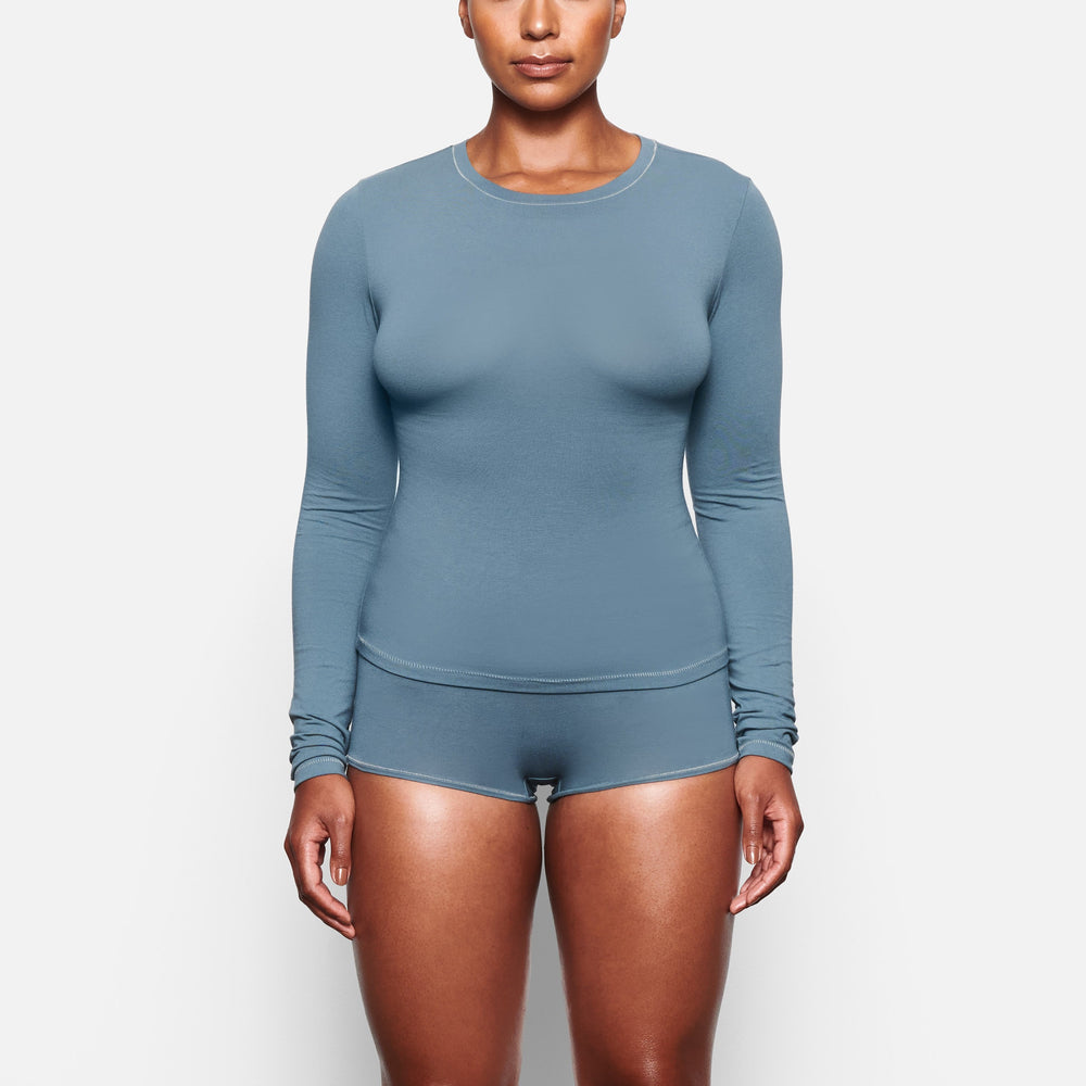 T-shirt Skims COTTON JERSEY LONG SLEEVE Bleu | 279FSZCTA