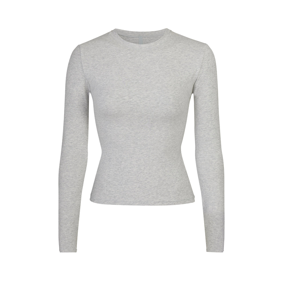 T-shirt Skims COTTON JERSEY LONG SLEEVE Grise Clair | 495PUDTFR