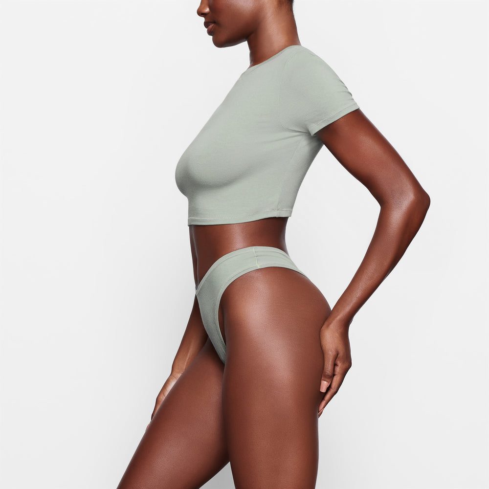 T-shirt Skims COTTON JERSEY SUPER CROPPED Bleu | 340TRSXQZ