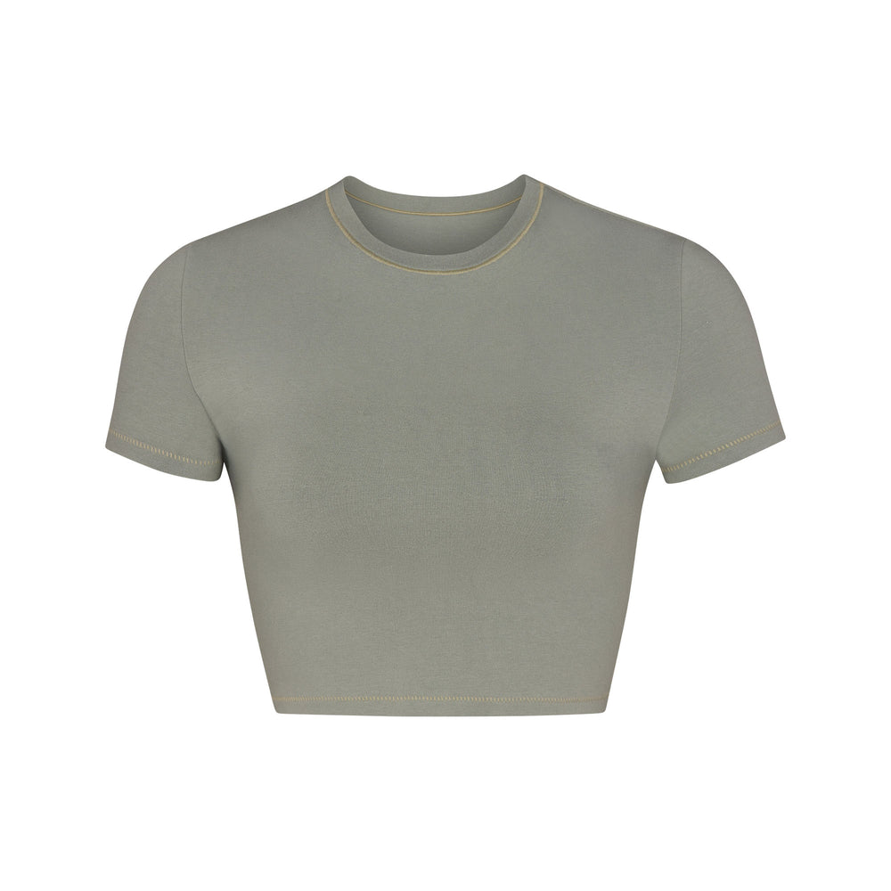 T-shirt Skims COTTON JERSEY SUPER CROPPED Bleu | 340TRSXQZ