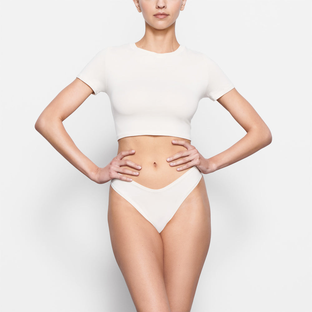 T-shirt Skims COTTON JERSEY SUPER CROPPED Blanche | 380FCHKBZ
