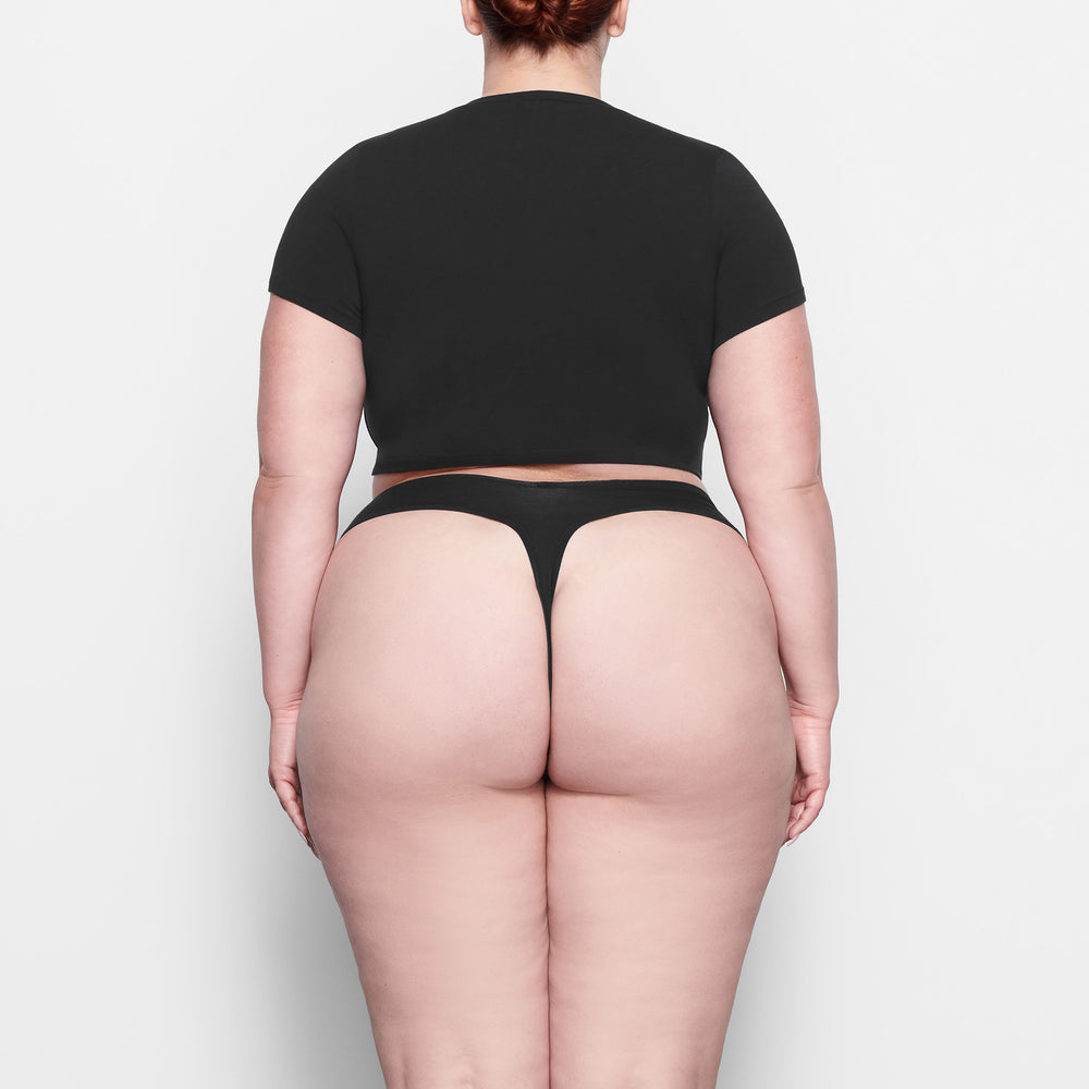 T-shirt Skims COTTON JERSEY SUPER CROPPED Noir | 546ABDGOR