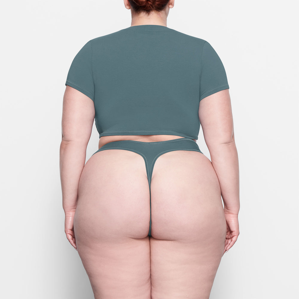 T-shirt Skims COTTON JERSEY SUPER CROPPED Bleu | 826MCQZYI