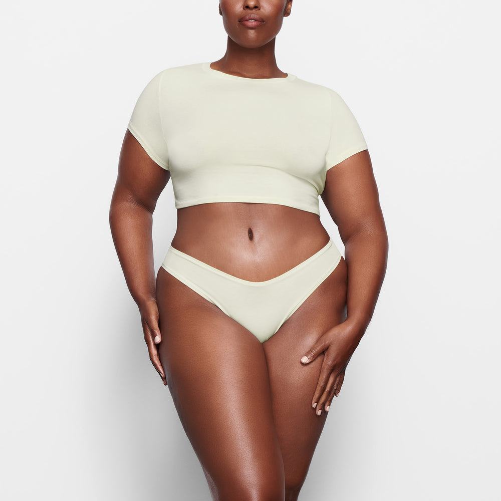 T-shirt Skims COTTON JERSEY SUPER CROPPED Blanche | 851MNOTZW