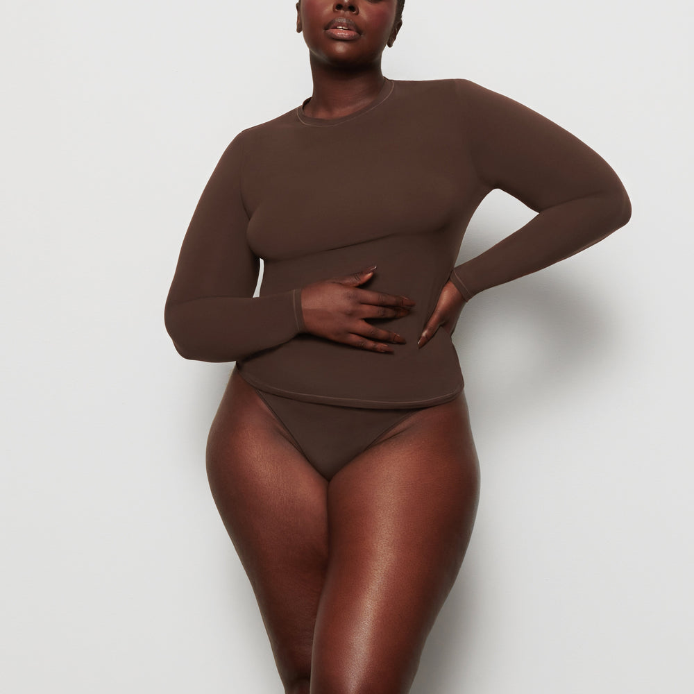 T-shirt Skims FITS EVERYBODY LONG SLEEVE Chocolat | 147WIDYTL