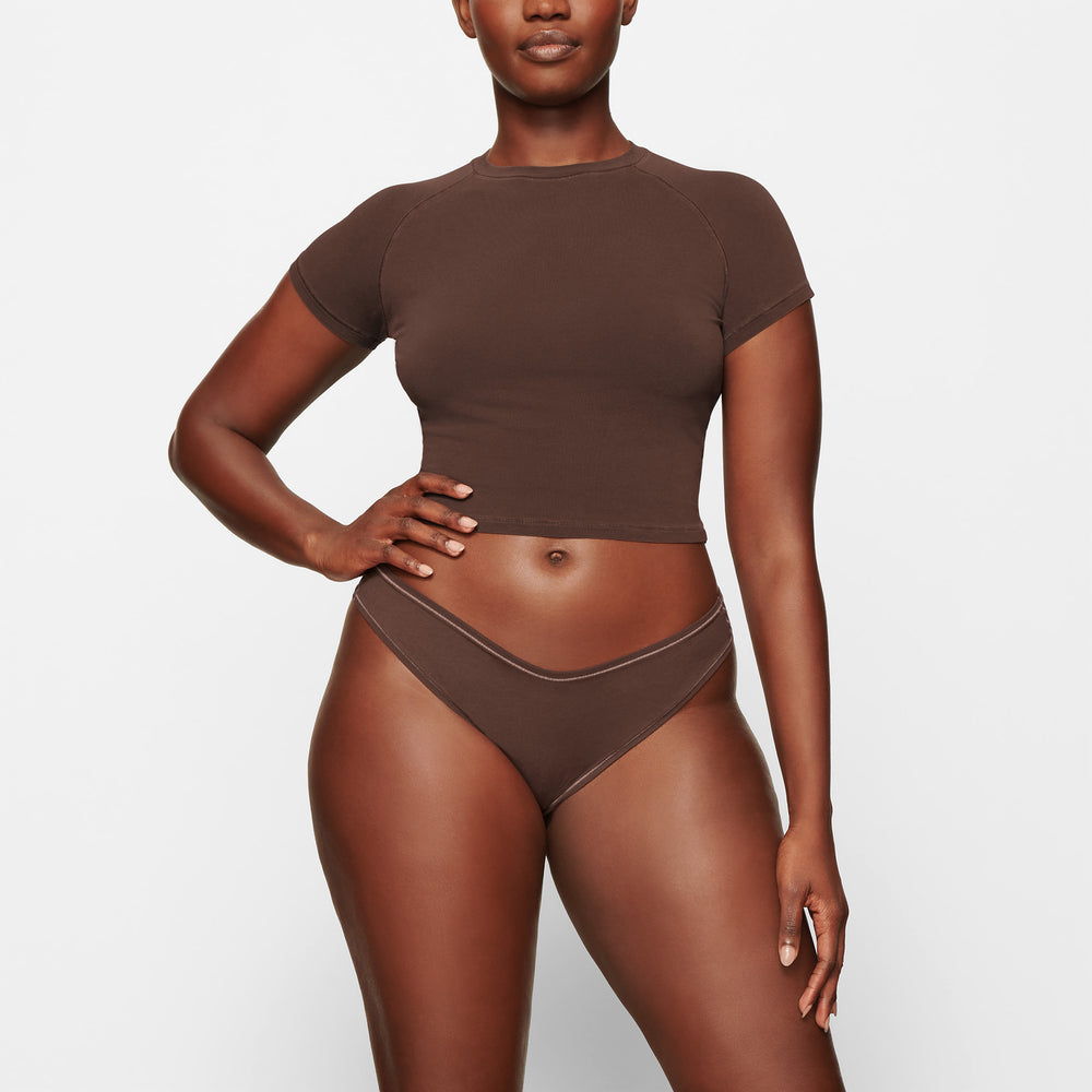 T-shirt Skims NEW VINTAGE CROPPED RAGLAN Chocolat | 684MVHYAG