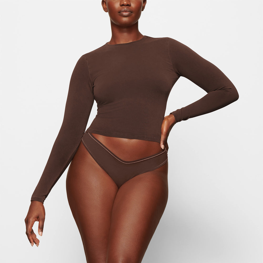 T-shirt Skims NEW VINTAGE LONG SLEEVE Chocolat | 053YXEBFG