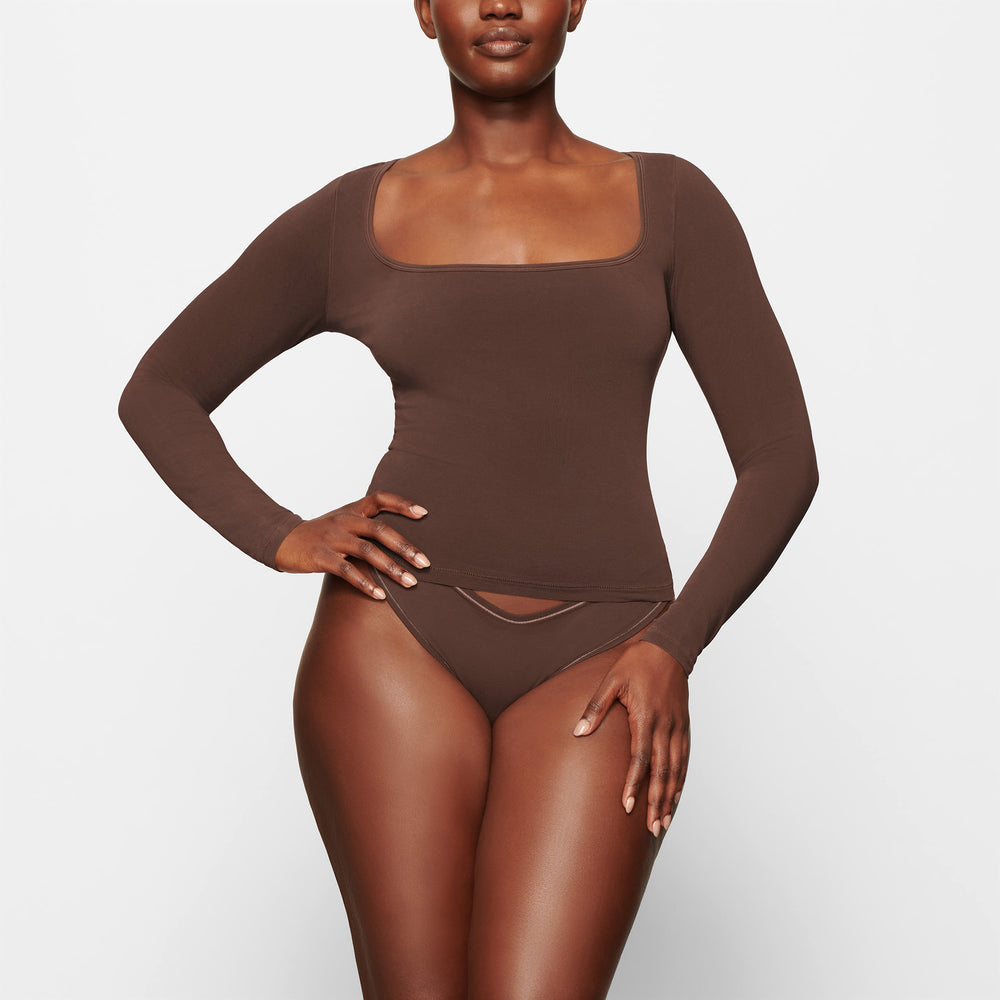 T-shirt Skims NEW VINTAGE SCOOP LONG SLEEVE Chocolat | 175XNVCZH