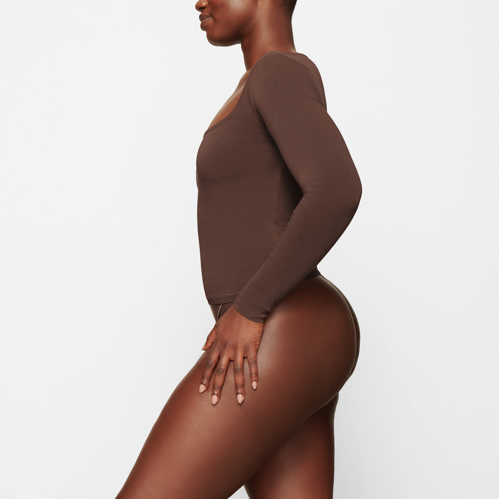 T-shirt Skims NEW VINTAGE SCOOP LONG SLEEVE Chocolat | 175XNVCZH