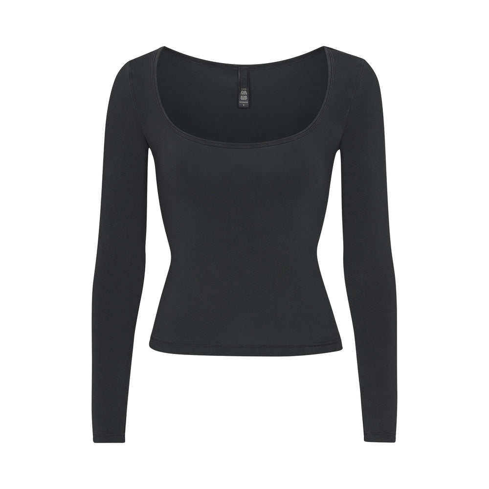 T-shirt Skims NEW VINTAGE SCOOP LONG SLEEVE Lavage Noir | 402QLNWRI