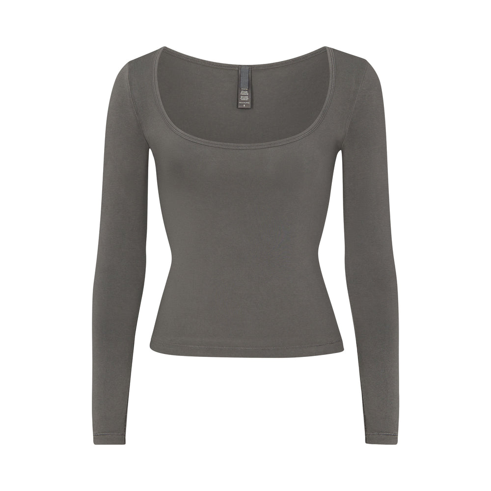 T-shirt Skims NEW VINTAGE SCOOP LONG SLEEVE Grise Foncé | 634ENFMLY