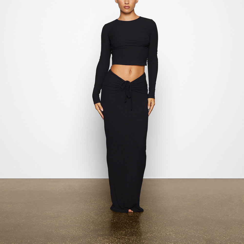 T-shirt Skims SOFT LOUNGE LONG SLEEVE CROP TOP Noir | 438YUDRLI