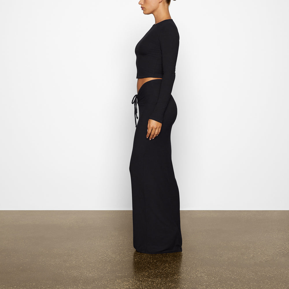T-shirt Skims SOFT LOUNGE LONG SLEEVE CROP TOP Noir | 438YUDRLI