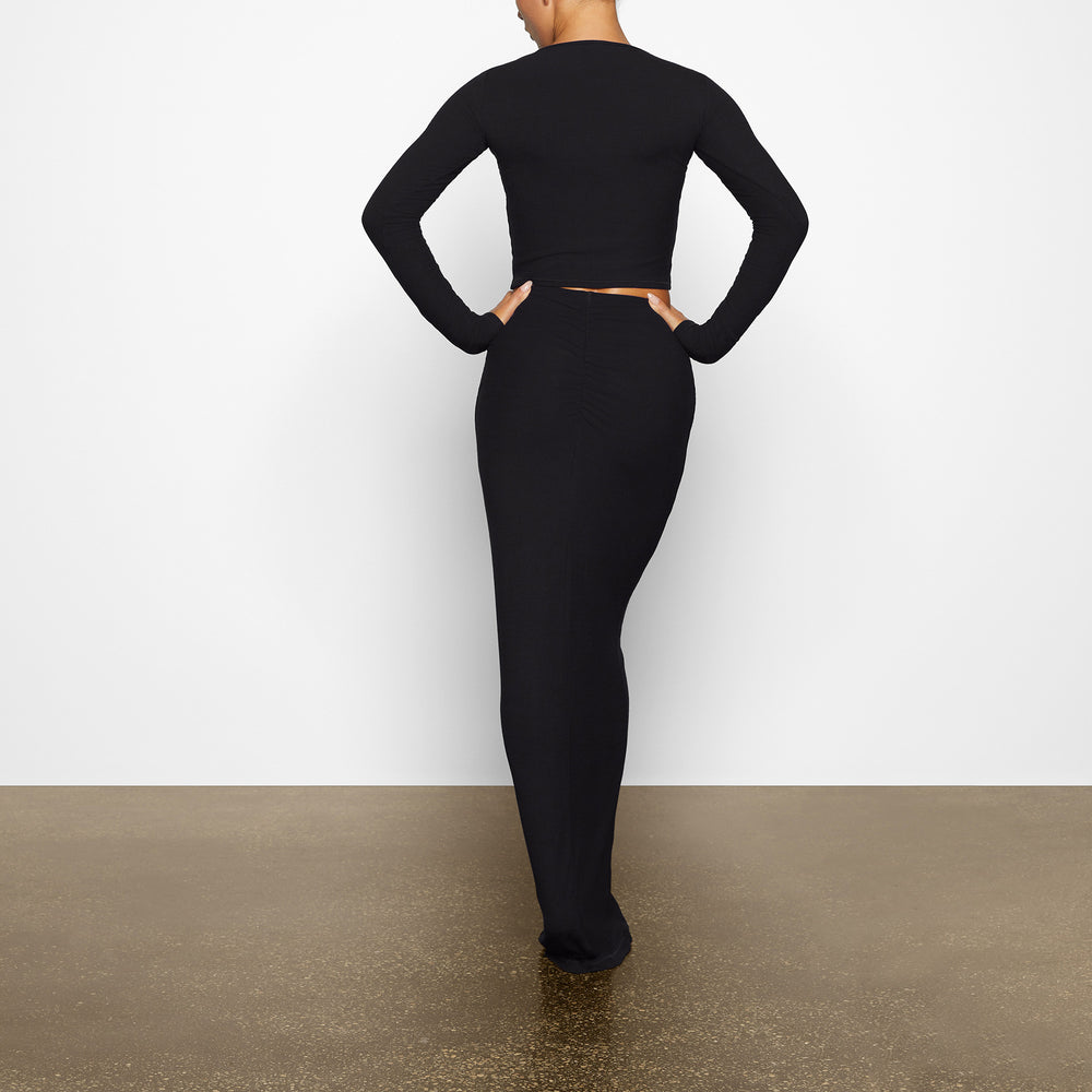 T-shirt Skims SOFT LOUNGE LONG SLEEVE CROP TOP Noir | 438YUDRLI