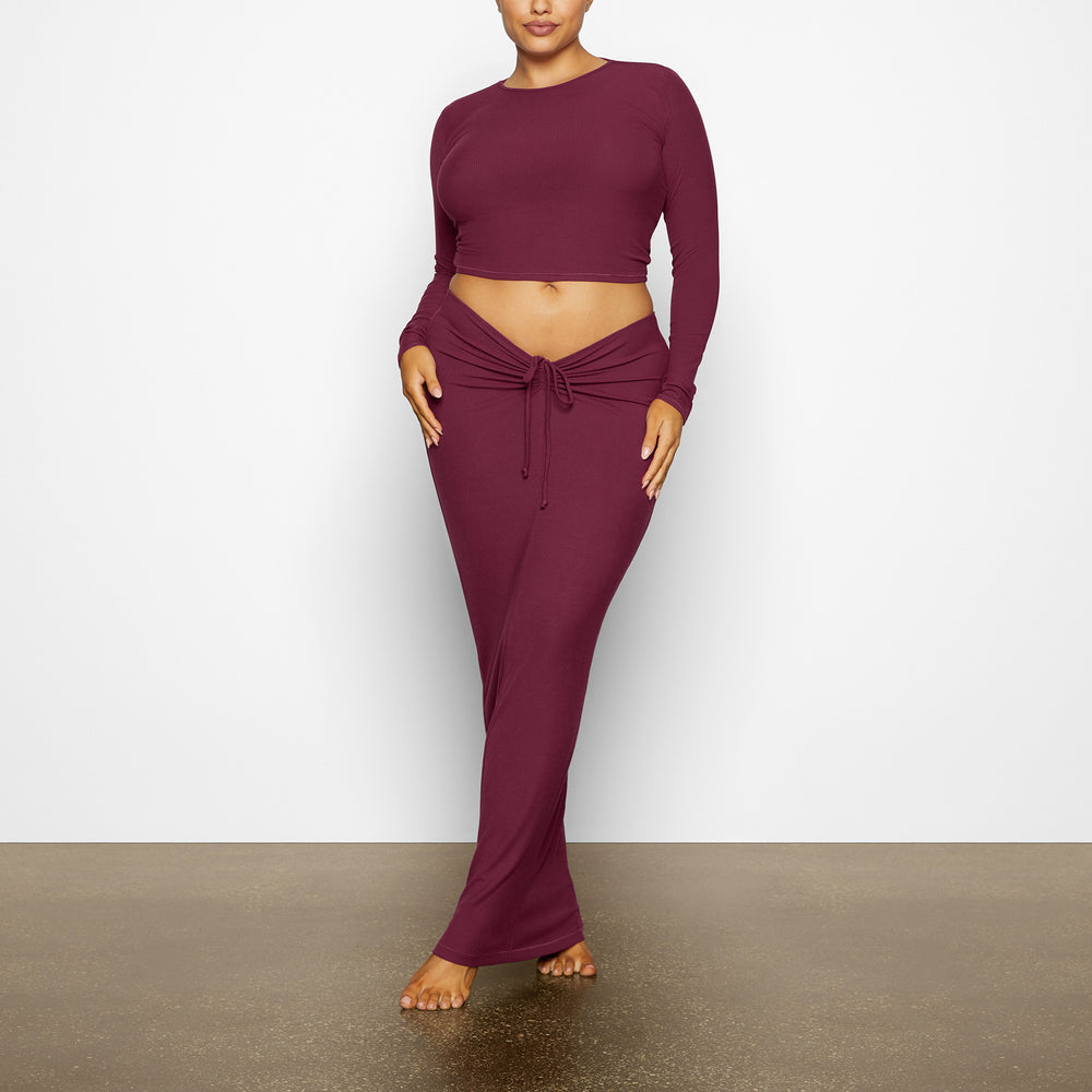 T-shirt Skims SOFT LOUNGE LONG SLEEVE CROP TOP Violette | 489CQZTPS