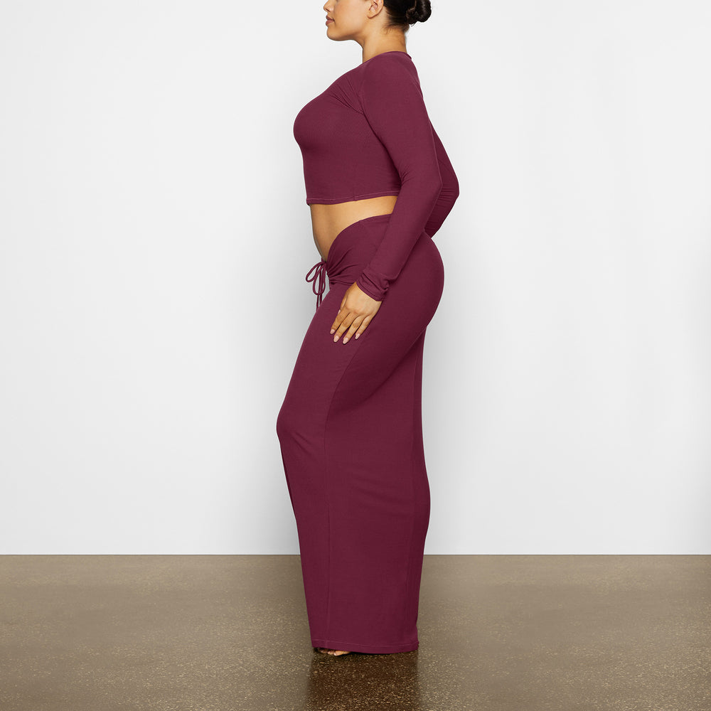 T-shirt Skims SOFT LOUNGE LONG SLEEVE CROP TOP Violette | 489CQZTPS